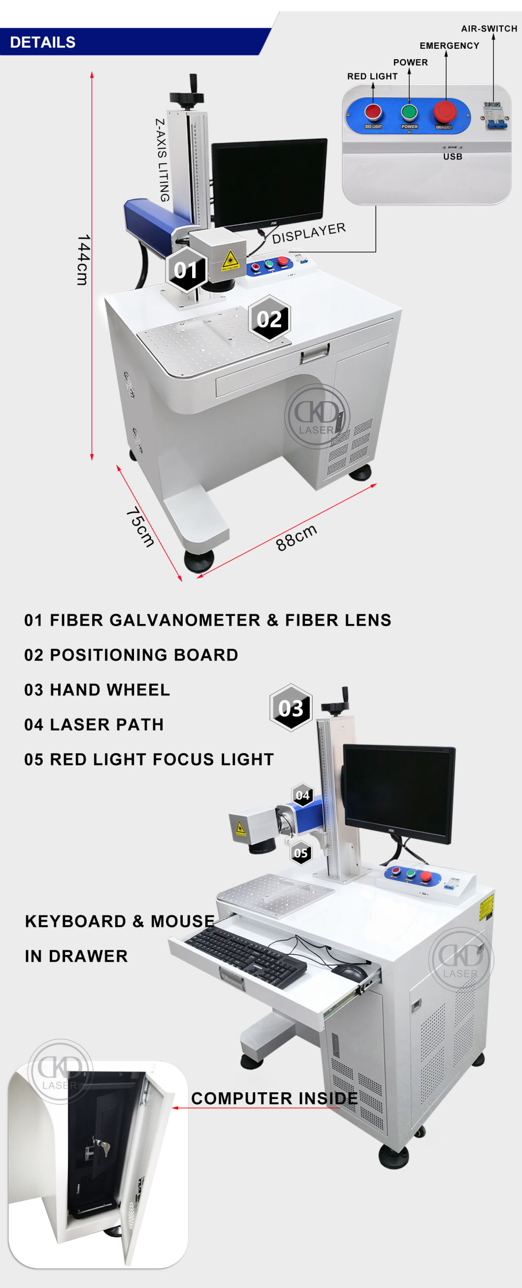 Ce Certified Fiber Laser Marking Machinery for Metal