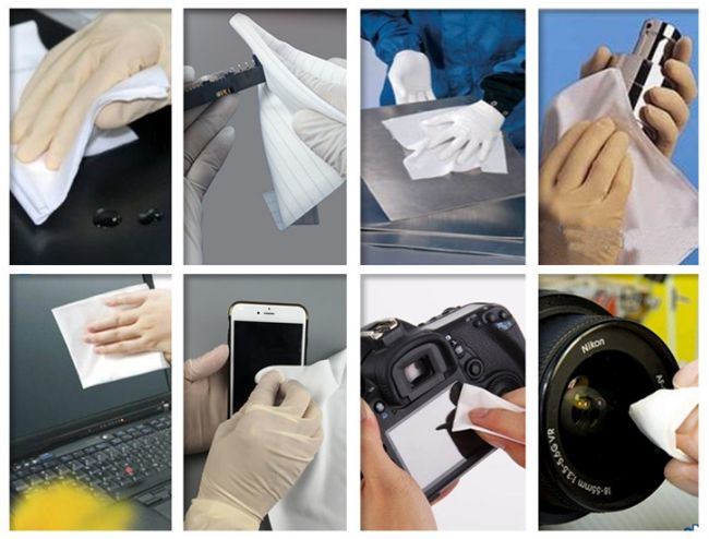 Consumable Wiping Cloth 100% Polyester Cleanroom Wipers