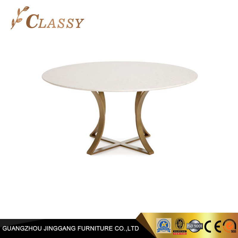 Marble Gold Marble Dining Table with Brass Base