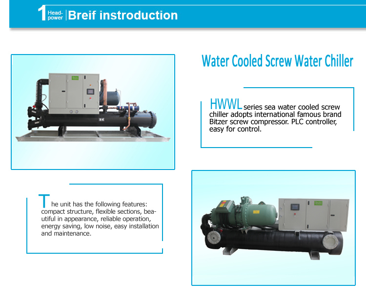 Marine Seawater Cooled Screw Water Chiller Coated with Anti-Corrosion Navy Paint