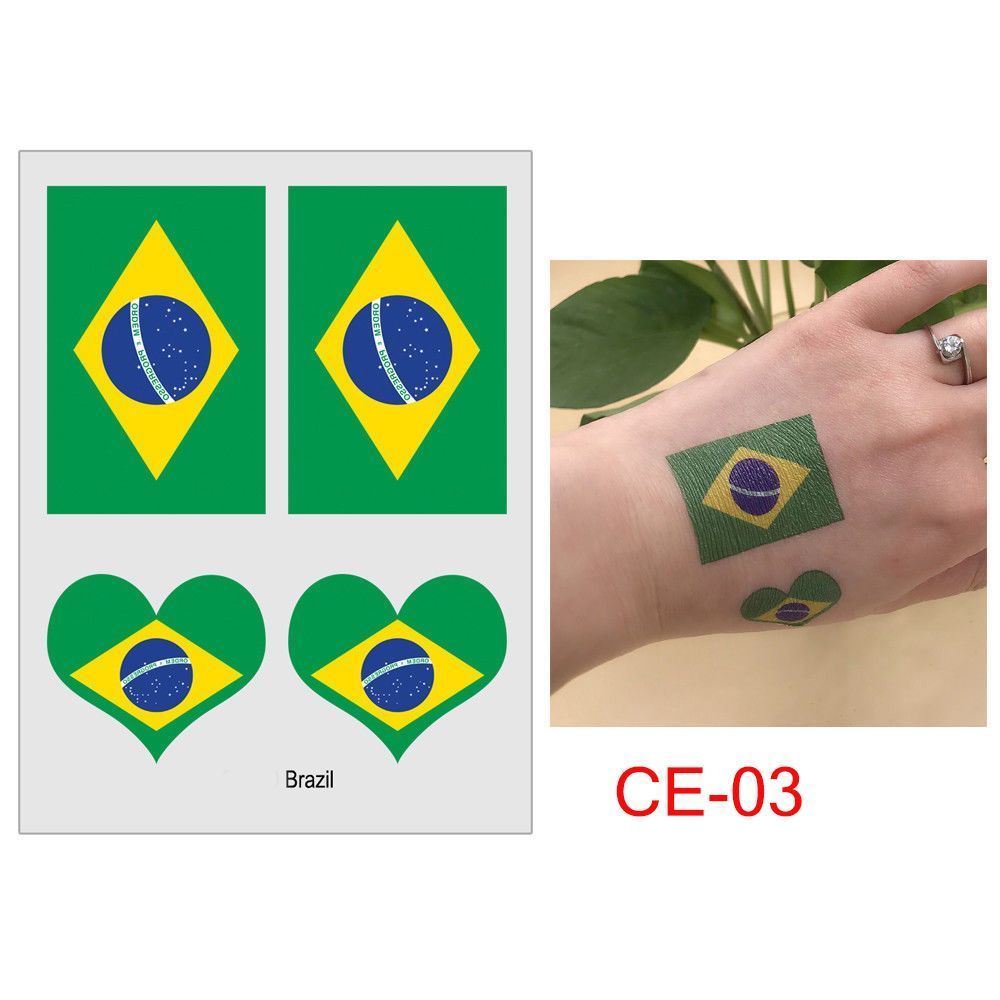 Football National Flag Tattoo Face Temporary Stickers