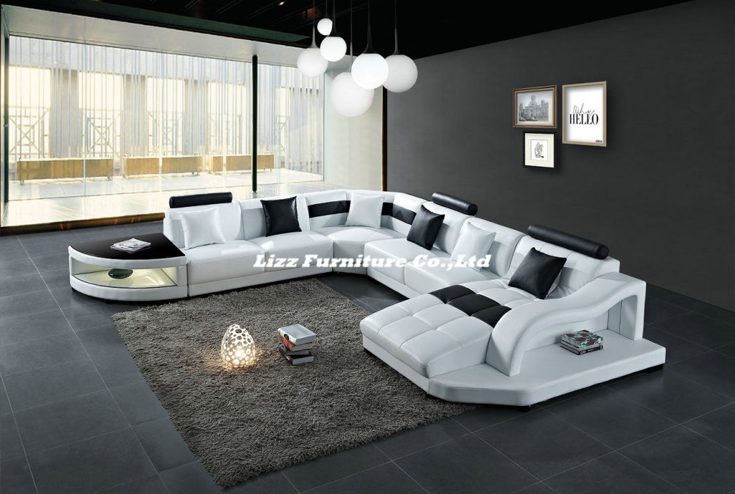 Affordable Modern Design Leather Corner Sofa for Living Room