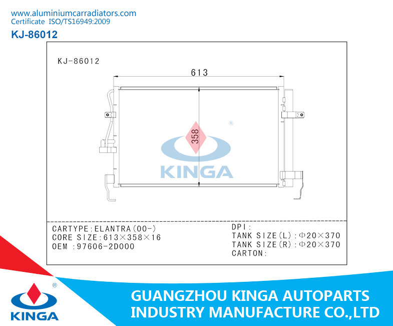 Elantra Air Conditioner 97606-2D000 OEM Condenser for Hyundai