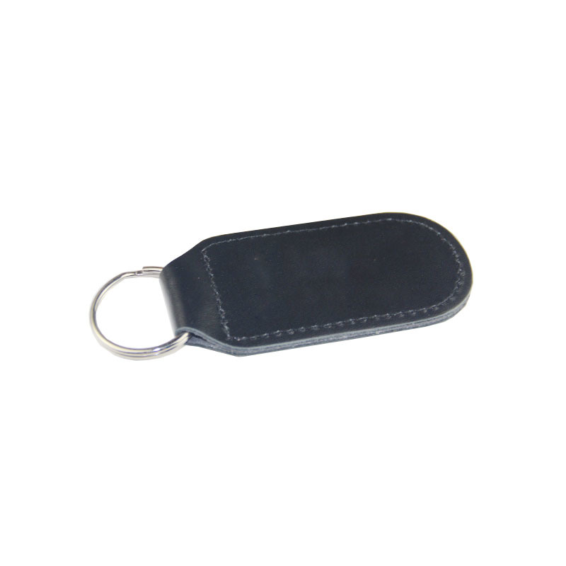Cheap Rectangle Shape Blank Leather Keychain with Sheetmetal