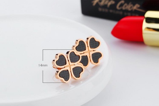 Fashion Stainless Steel Four Hearts Stud Earrings for Women Rose Gold Color Classic Party Jewelry Accessories Gifts