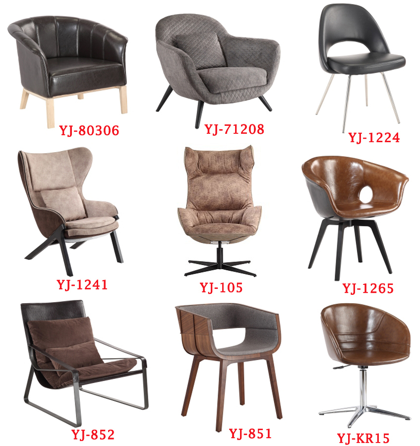 Fabric New Style Simple Iron Legs Living Room Fiberglass Leisure Chair-Yj1210