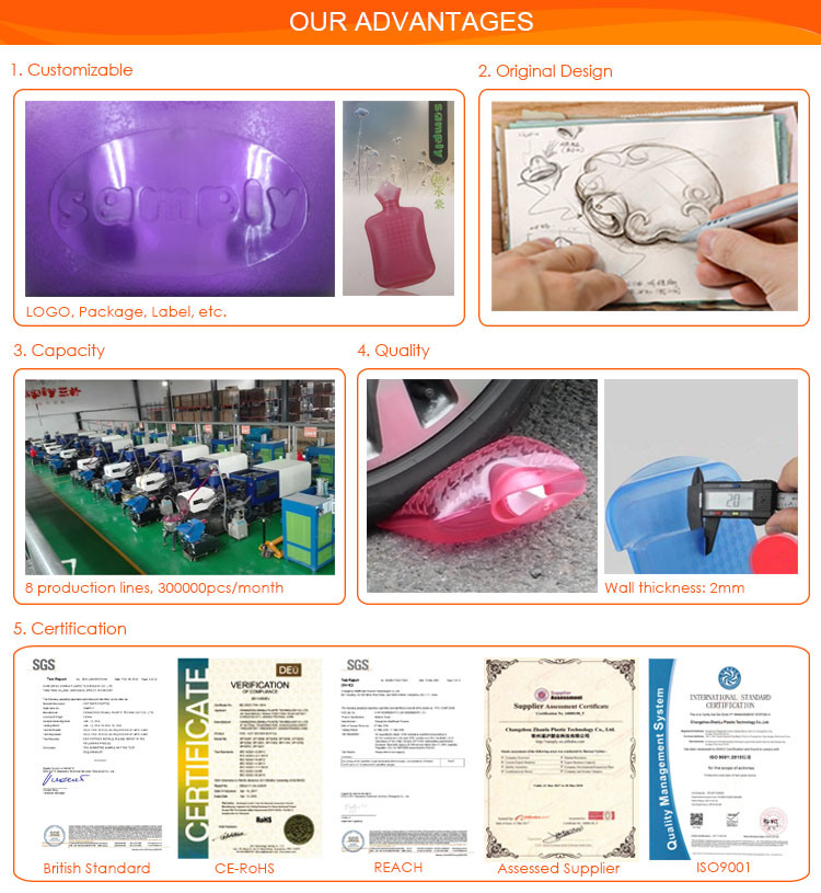 The Different Color Hand Warm PVC Hot Water Bag