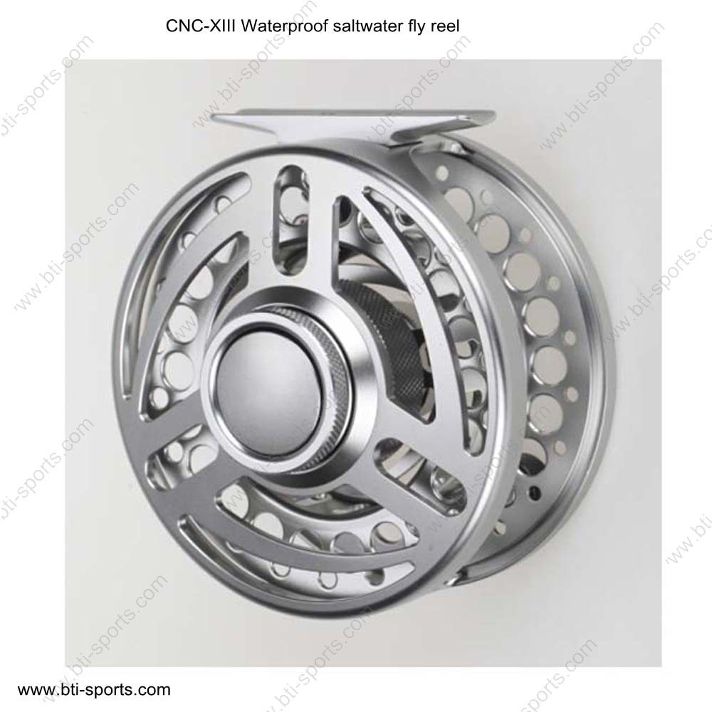 CNC Machine Cut Aluminum Multi-Carbon Drag System Large Arbor Waterproof Saltwater Fly Reel 02A-CNC-Xiii