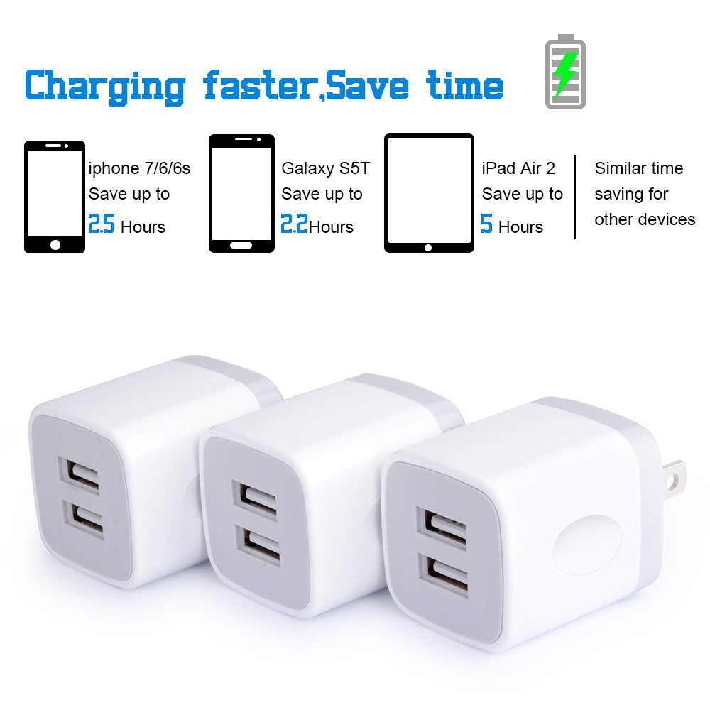 Home Travel Rapid USB Power Adapter USB Wall Mobile Charger Plug for iPhone iPad, Samsung Galaxy, Note, Nexus, HTC, Oneplus, Google, Motorola