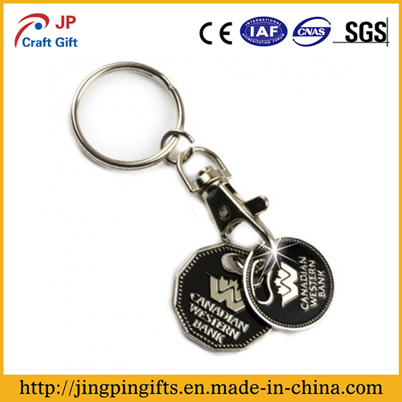 Shop Trolley Coin with Keyring, Customized Logo with Enamel Color, Suitable for Promotional Gifts