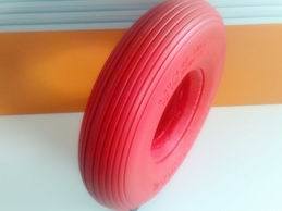 Red Striped PU Foam Wheelbarrow Tire