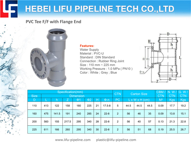 Large Diameter Rubber Ring Joint PVC Pipe Fitting DIN Standard