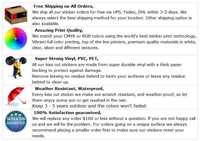 Waterproof UV Coating DIY Printing Company Logo Custom Vinyl Sticker for Die Cut
