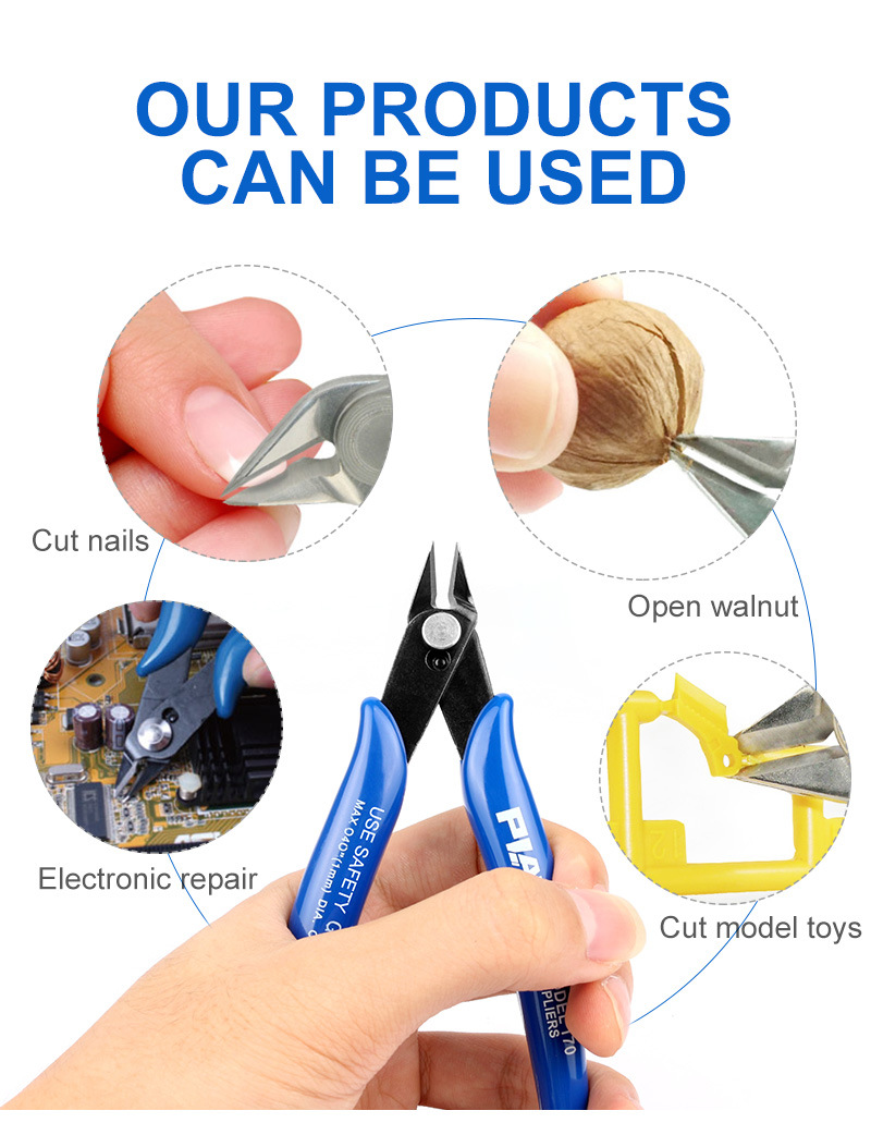 1PC Diagonal Pliers Carbon Steel Pliers Electrical Wire Cable Cutters Cutting Side Snips Flush Pliers Nipper Hand Tools