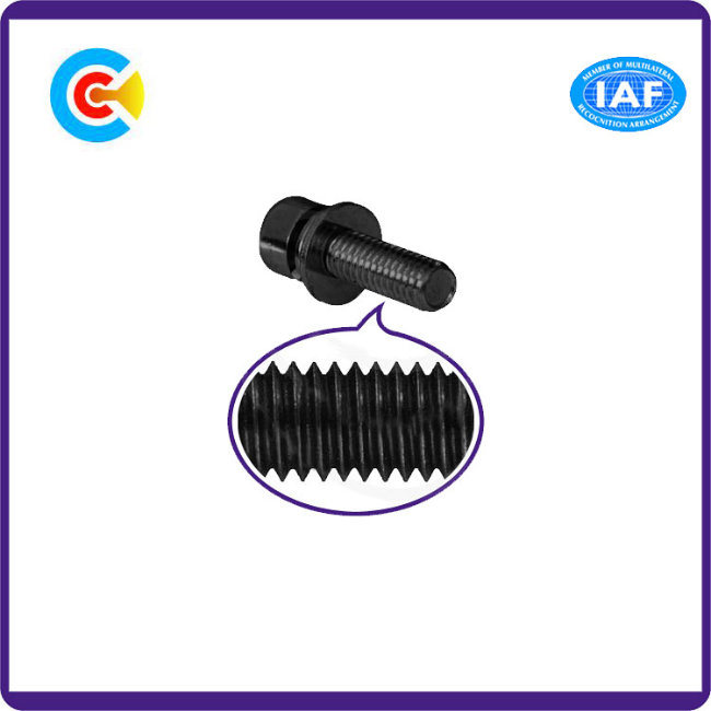 DIN/ANSI/BS/JIS Carbon-Steel/Stainless-Steel Black Zinc Hexagonal Cup Head Combination Screws