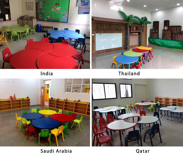 Modern Rectangular Adjustable Table and Chair for Kindergarten School Children