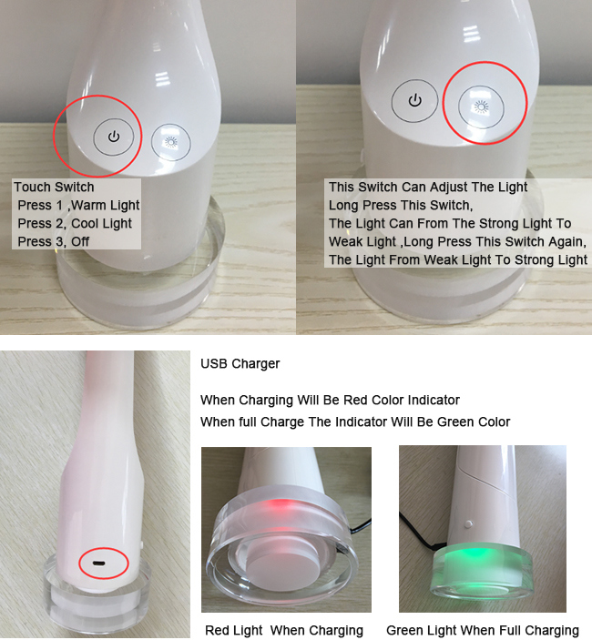 LED Table Lamp Modern, Folding Rechargeable Desk Lamp