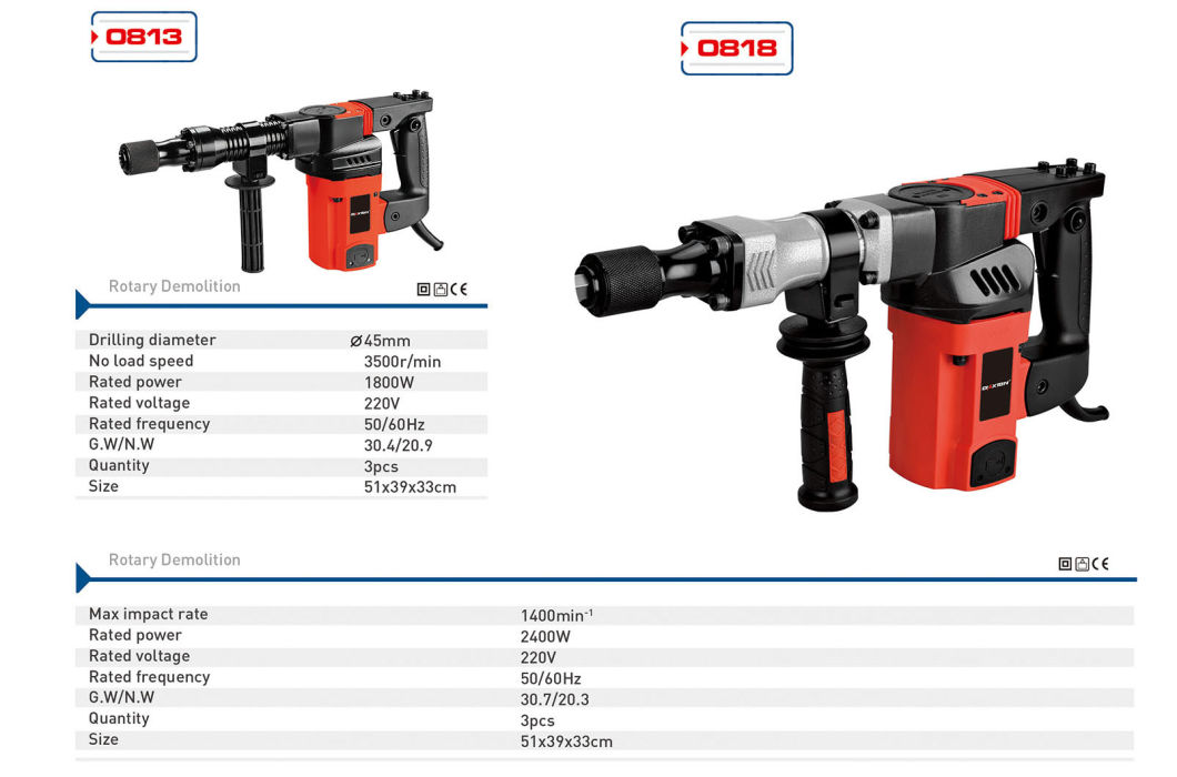 Claxton 45mm 1800W Constrction Demolition Hammer 0813