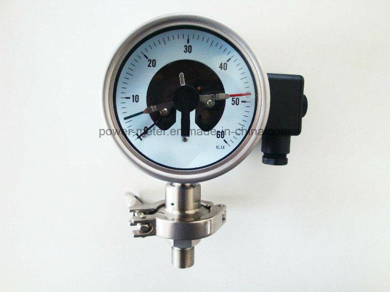 100mm Electric Contact Pressure Gauge Manometer with Diaphragm Clamp Type Ss316L Material