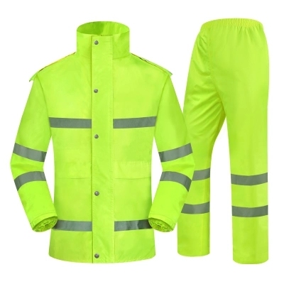 High Visibility 3m Rain Coat with 300d Oxford Fabric