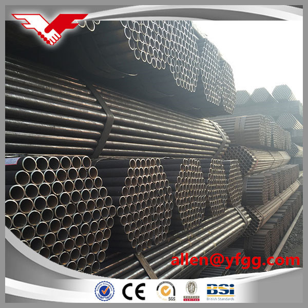 Oiled or Black Painted ERW Carbon Ms Steel Pipes Manufacturered in Tianjin China