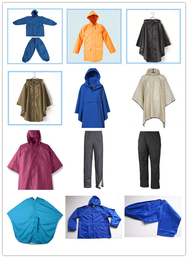 Polyester or Nylon Fabric with PU Coating Rain Coat