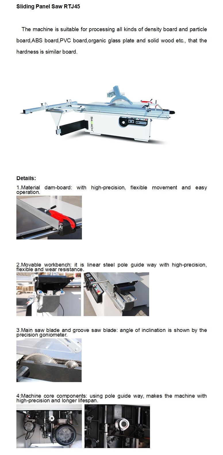 Big Sale Panel Saw Rtj45A 3200mm Table Bandsaw Blade 400mm 5.5kw Motor Sliding Panel Saw