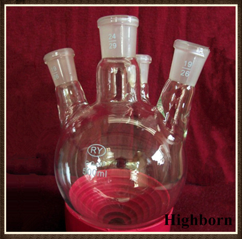 Top Selling Four Neck Quartz Glass or Borosilicate Glass Flask for Lab