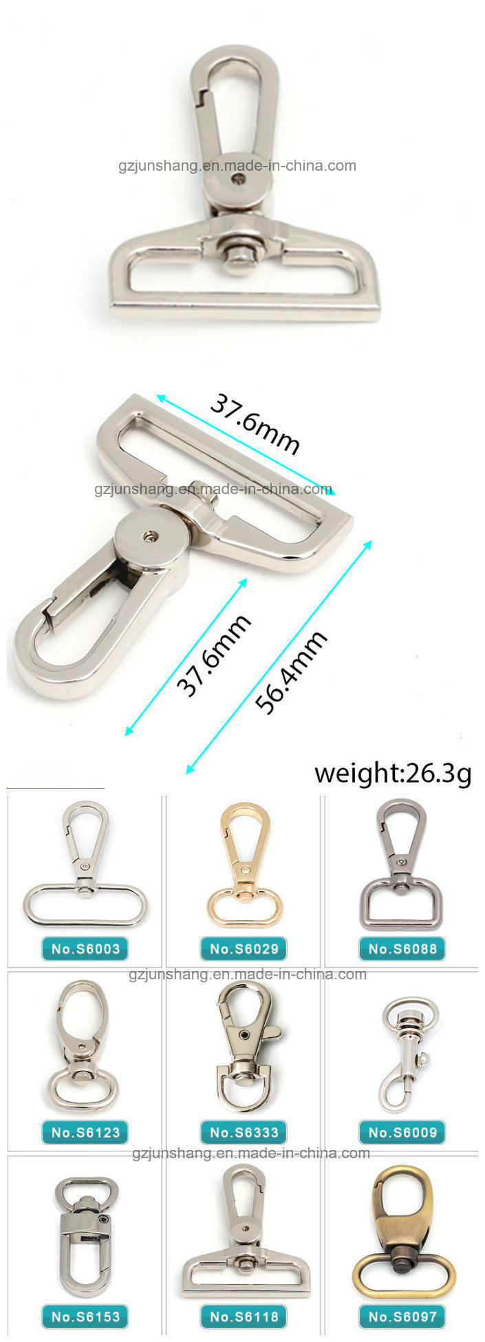 Various Decorative Wholesale Custom Galvanized Bag Swivel Snap Hook for Clutch Bag