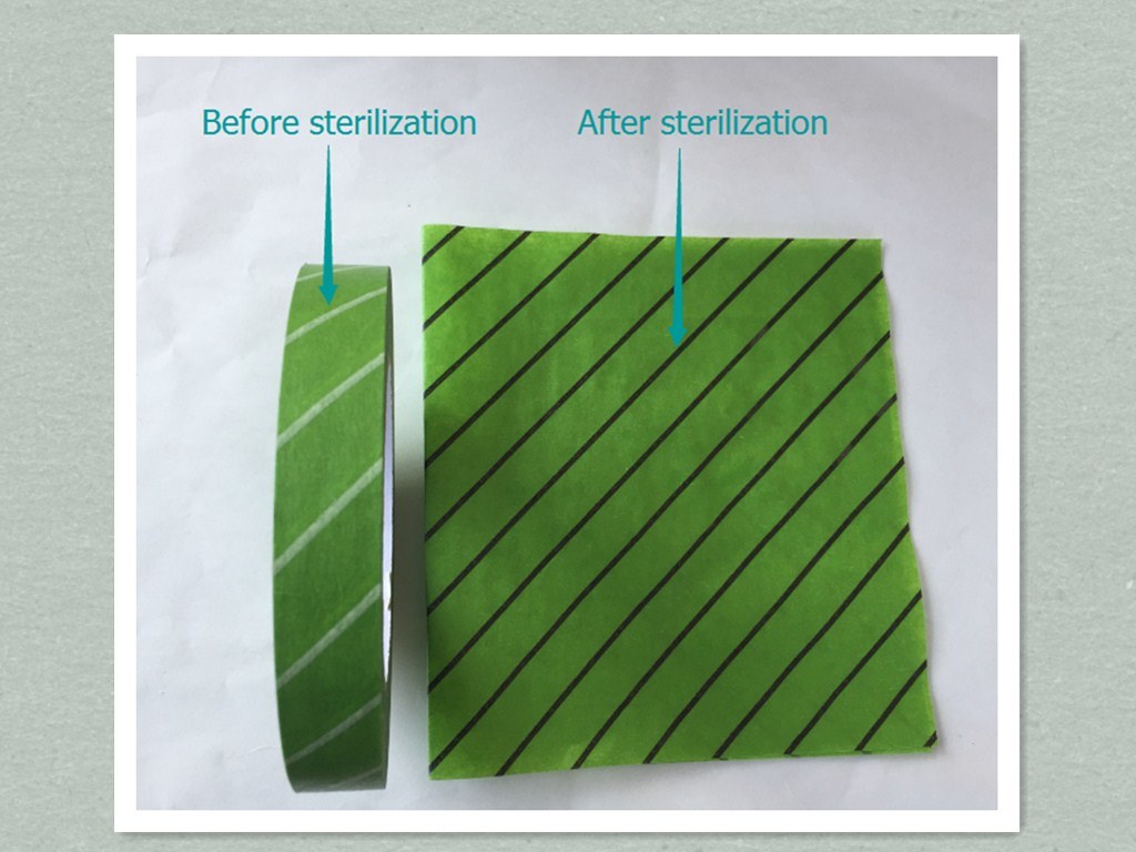 Autoclave and Steam Sterilization Indicator Tape Made of Green Paper