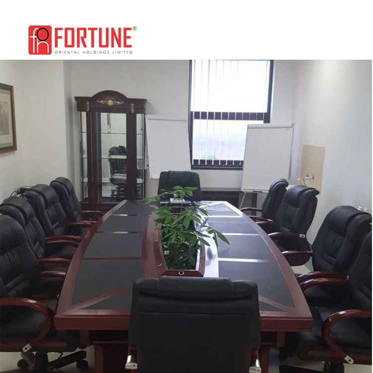 Real Project Large Classic Wooden Conference Boardroom Meeting Table in USA Market