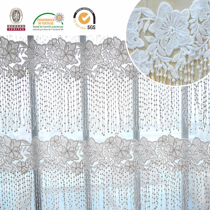 White Lace Fabric Tassels Pattern, Romantic and Beautiful for Wedding C10060