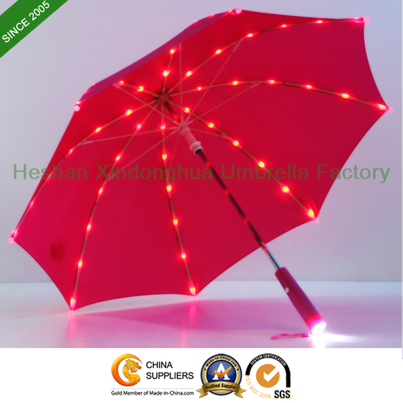 New Item Innovative Straight Kid Umbrella with Full Solar LED Lignts (LED-0019K)