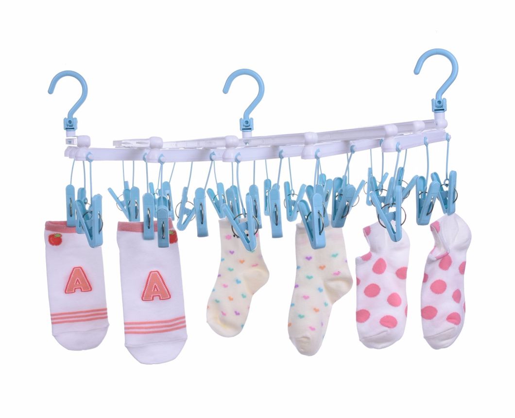 Extensible Multifunctional Plastic Material and Clip Style Clothes Rack Hanger with Gift Box
