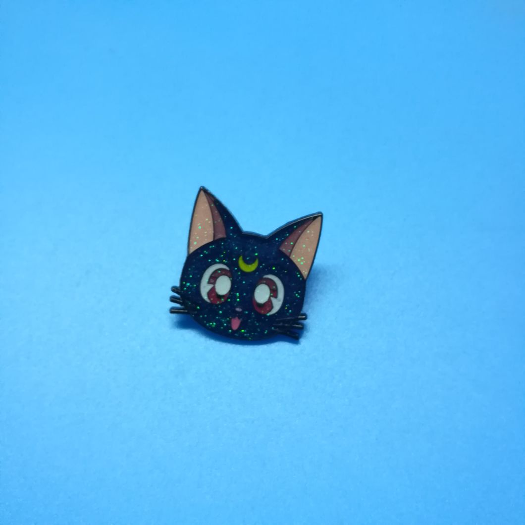 Customized Glitter Holiday Metal Cat Lapel Pin Badge Promotion Gift