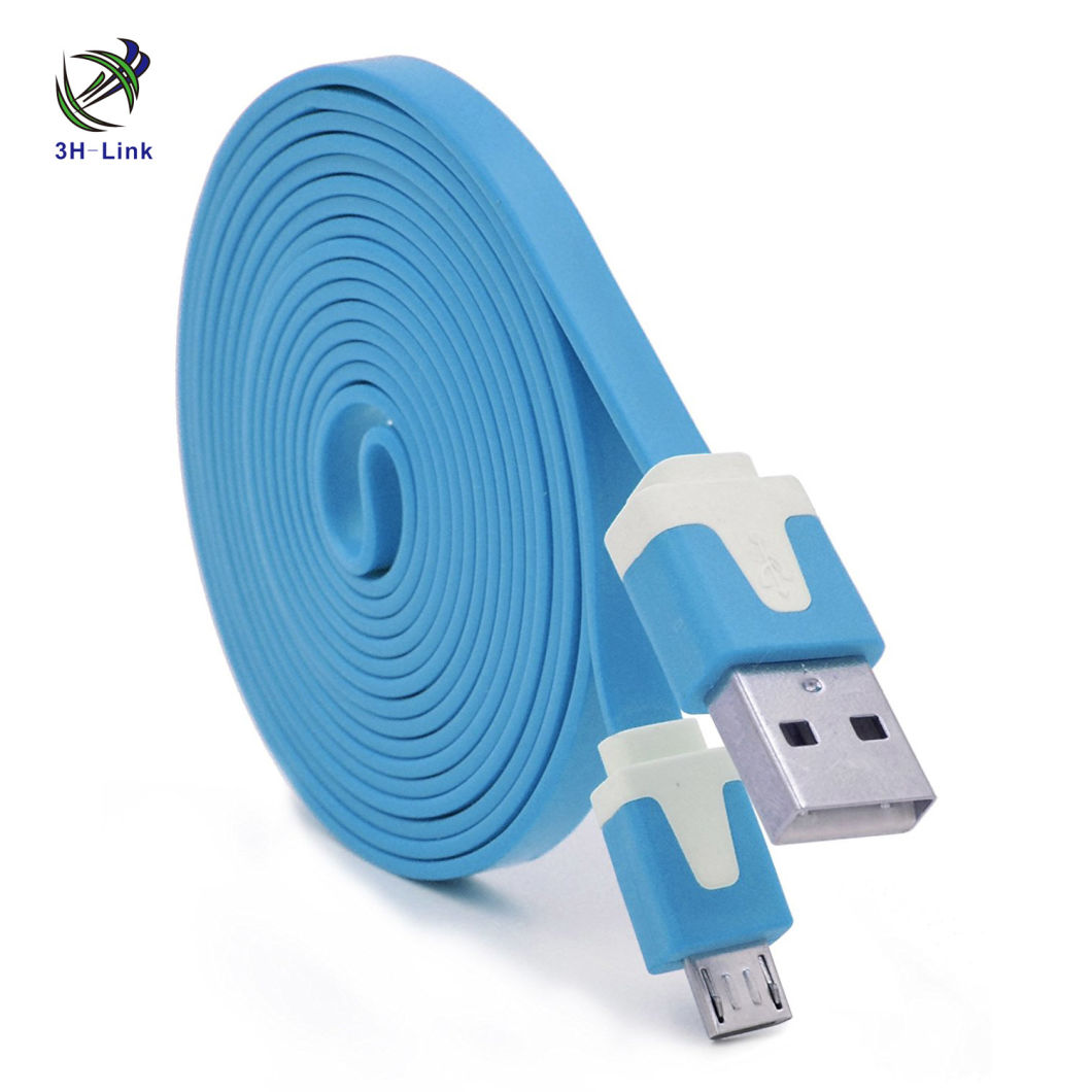 Colorful 2m 6 FT Long Flat Micro USB Data Sync Charging Cable for Samsung Galaxy S3 S4 S6 S7 Edge I9500 HTC Blackberry