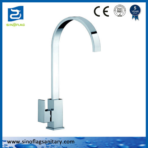 Kitchen Chrome Square Water Faucet Single Hole Mixer Taps