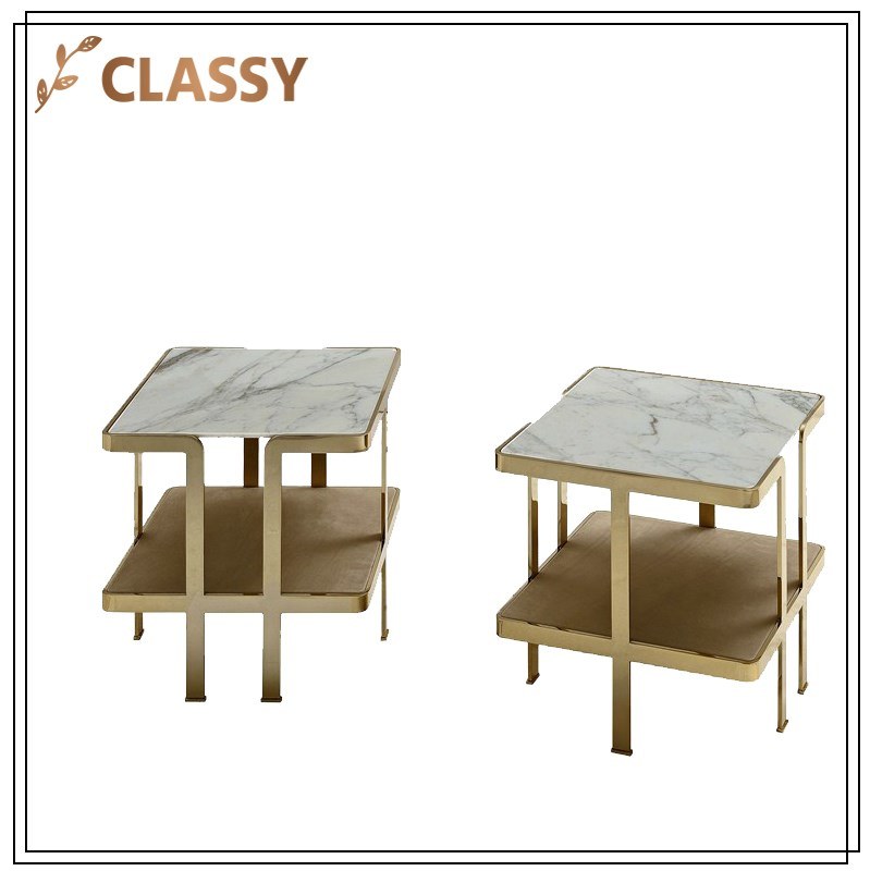 Marble Top Gold Stainless Steel Frame Dining Table