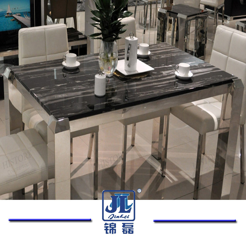 Natural Stone Round/Rectangle Silver Dragon Marble Top Dining Table for Home Furniture