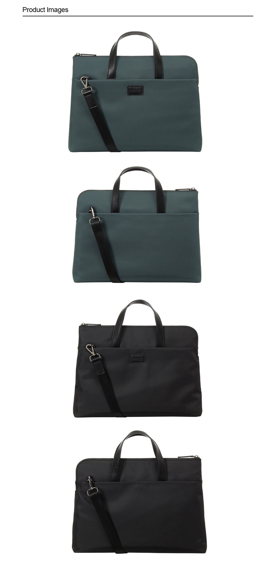 Two-Tone Nylon Twill Business Briefcase with Detachable