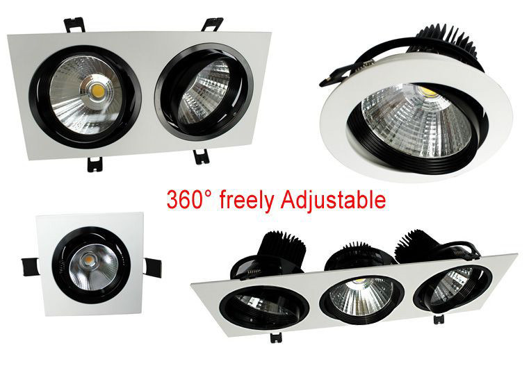 Embed Ceiling CREE Chip Adjustable Dimmable 3*12W COB LED Downlight