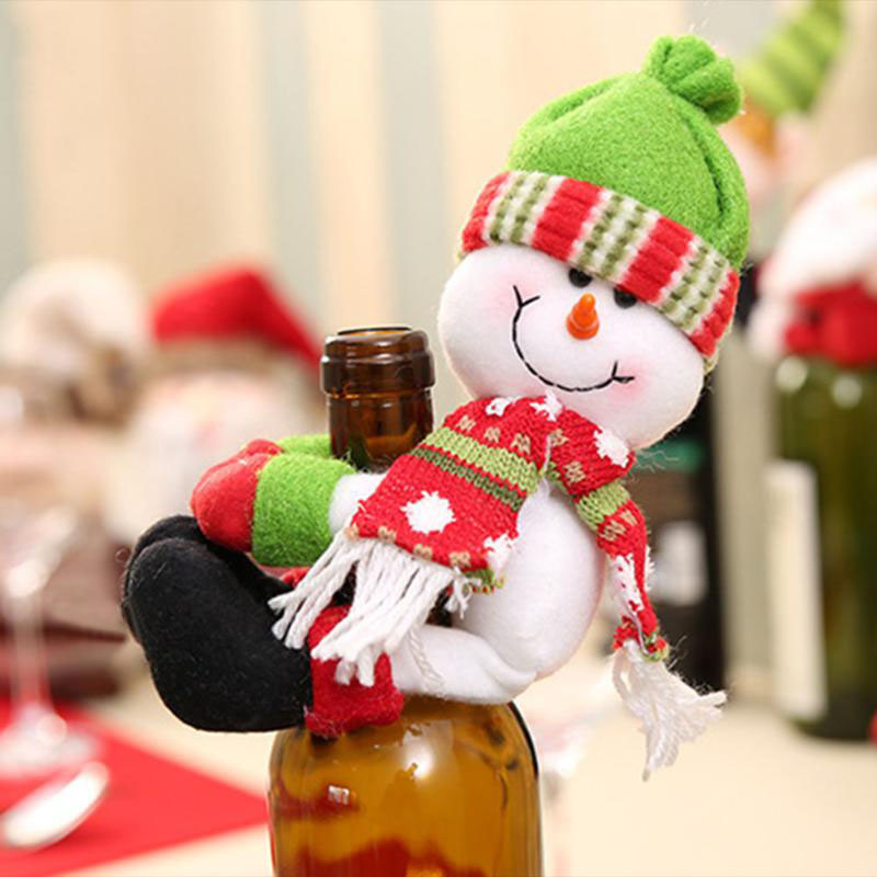 Christmas Decoration Colorful Bottle Cover Cloth Wine Bottle Decor Set Â  Kitchen for New Year Christmas Dinner Party