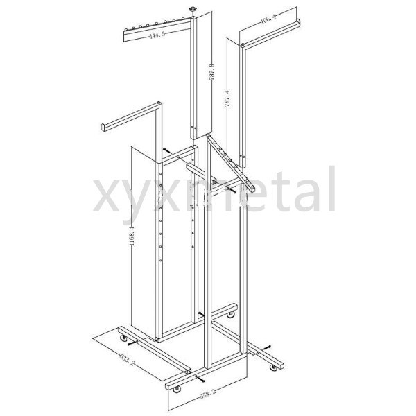Exported 4 Straight Arms Chrome 4-Way Clothing Garment Rack (YJ-401)