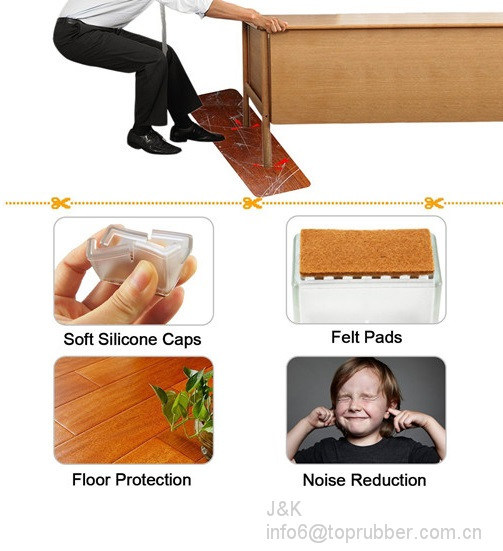 Chair Leg Wood Floor Protectors (Silicone Leg Caps with Felt Pads)