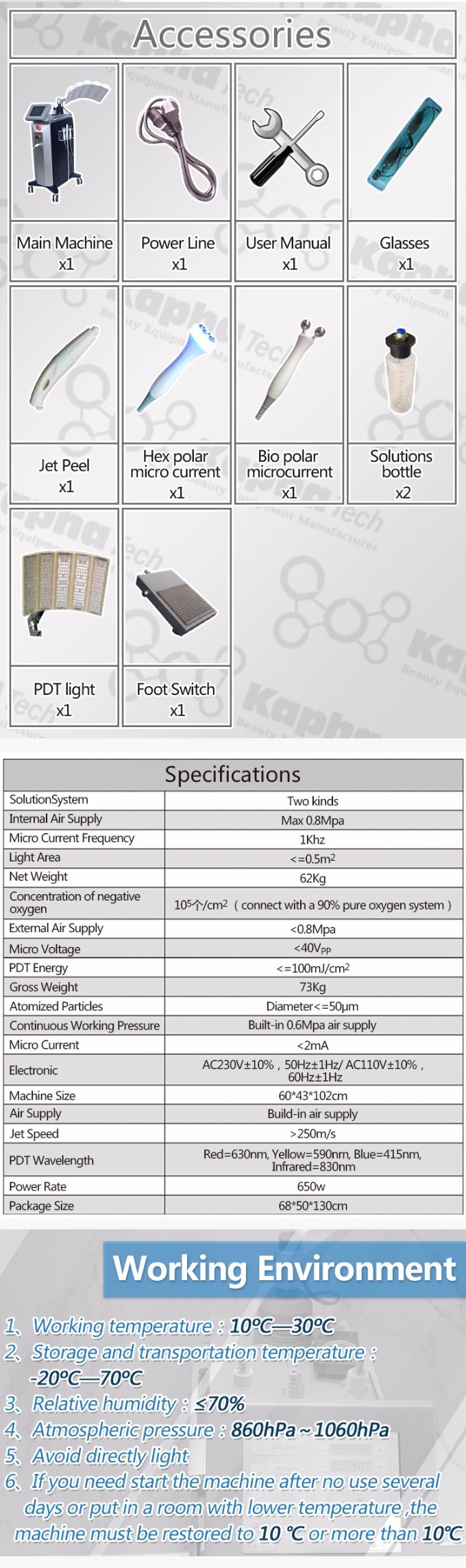 High Pressure Water Oxygen Jet Peel +Bio Microcurrent +LED Light