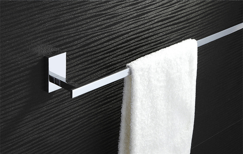 Square Design-Bathroom Chrome Plating Brass Single Towel Bar 24