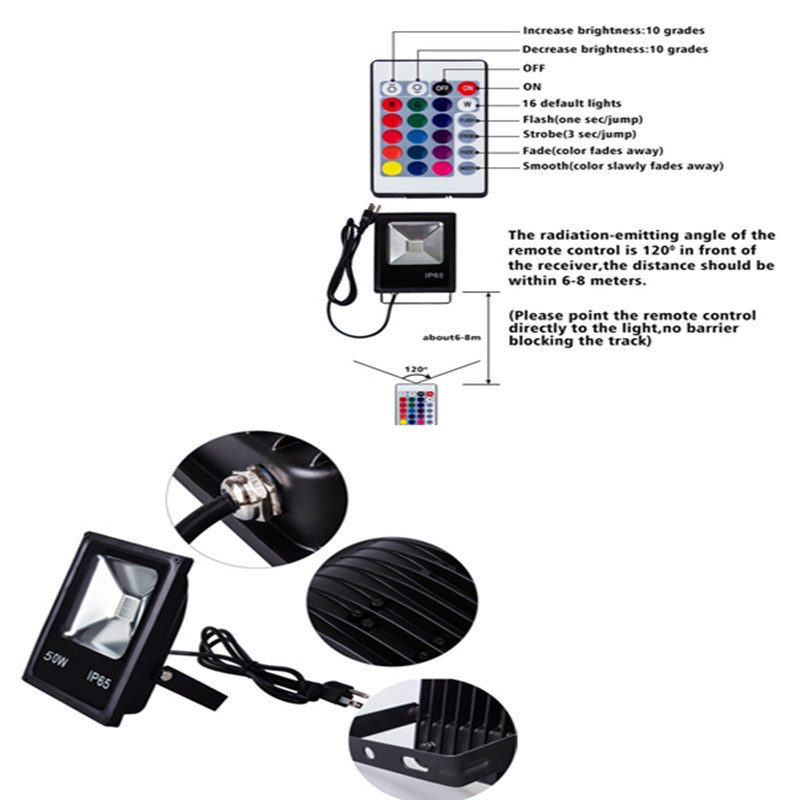 Cp-FL01-10wrgb-100W RGB LED Flood Light 10W Epileds AC85-265V Garden Lightings Outdoor Light Witih Ce, EMC, LVD, RoHSÂ  Â 