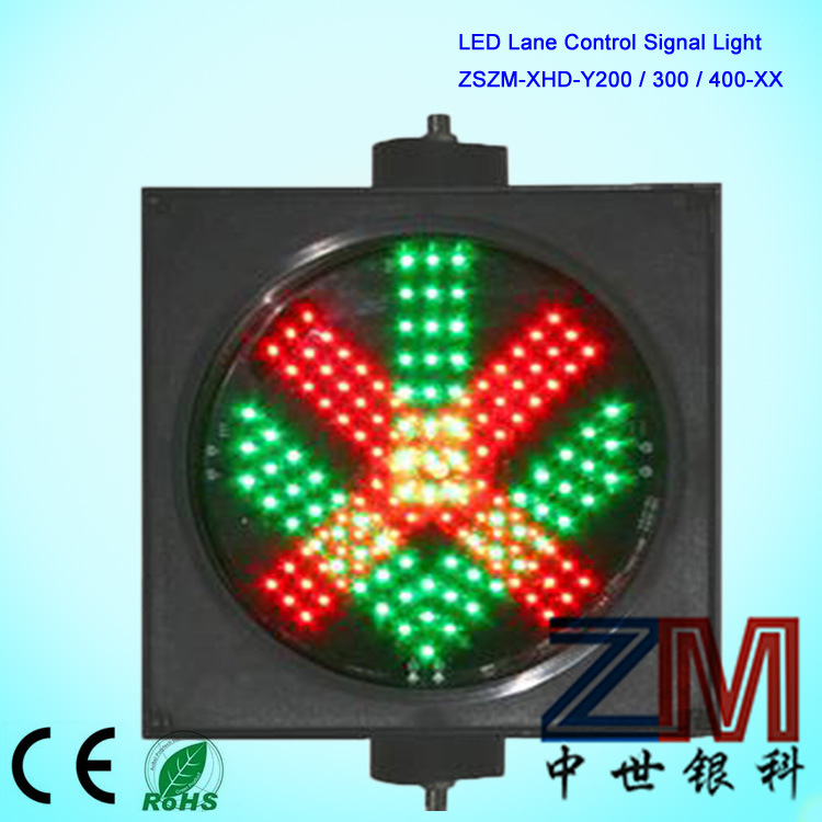 Lane Control Traffic Signal Light with Red Cross & Green Arrow