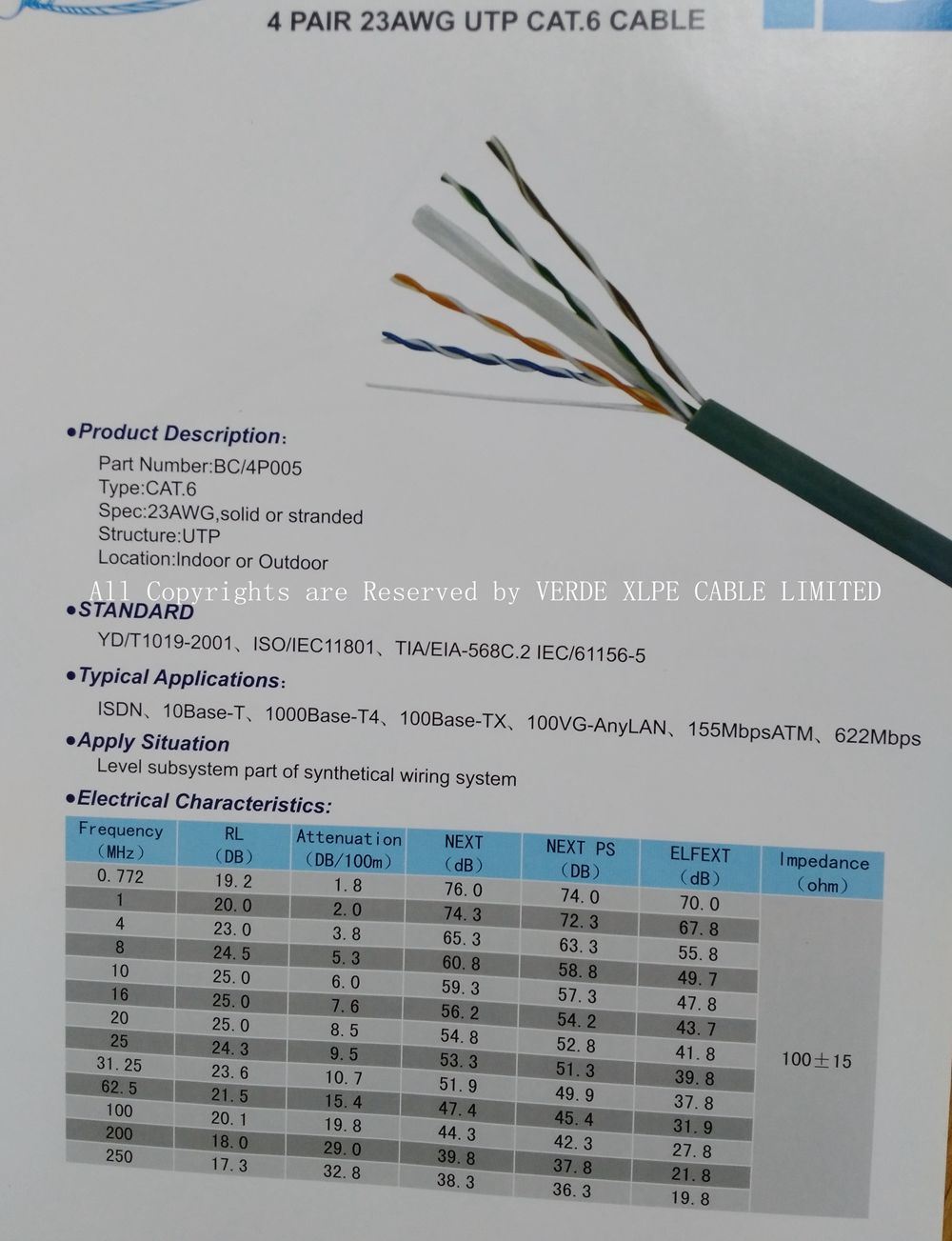 Network Data Communication Cable UTP CAT6 Cat5e LAN Cable