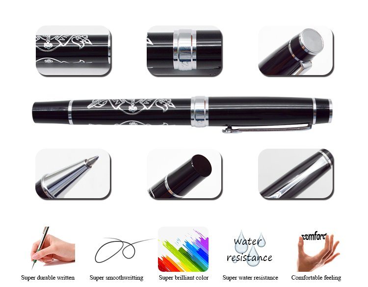 Black Metal Roller Pen Business Gift Pen with Emboss Logo (LT-E100)